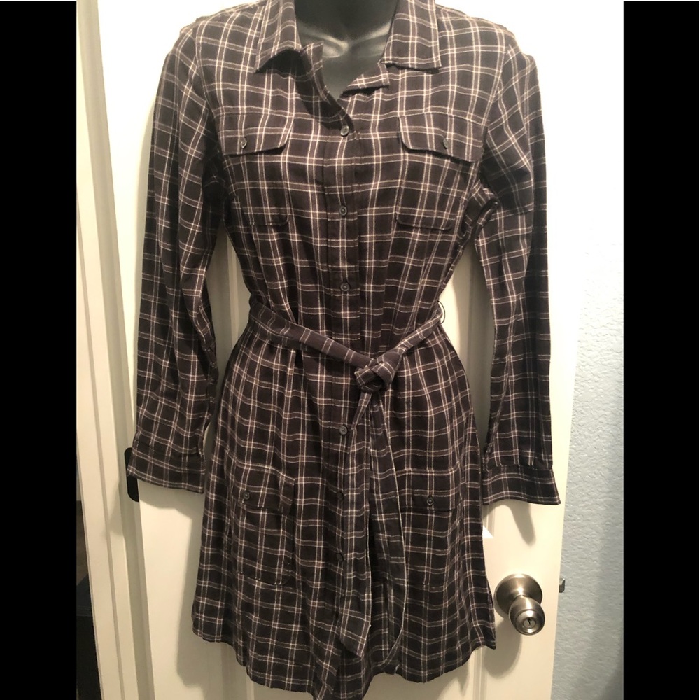 Banana Republic Black plaid shirt dress